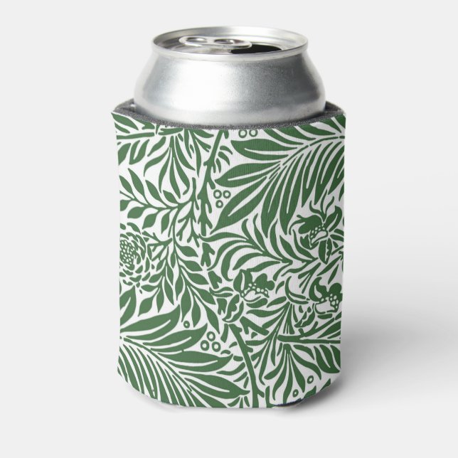 Vintage Floral William Morris Willow Bough Green Can Cooler (Can Back)