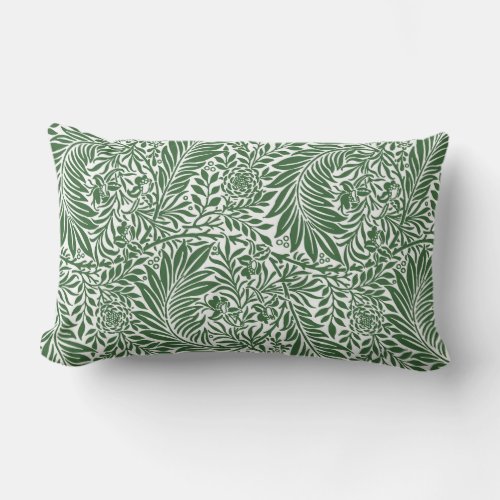 Vintage Floral William Morris Willow Bough Green Lumbar Pillow