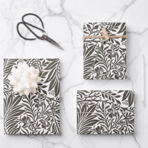 Vintage Floral William Morris Willow Bough Grey Wrapping Paper Sheets