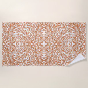 Vintage Floral William Morris Willow Bough Rust Beach Towel
