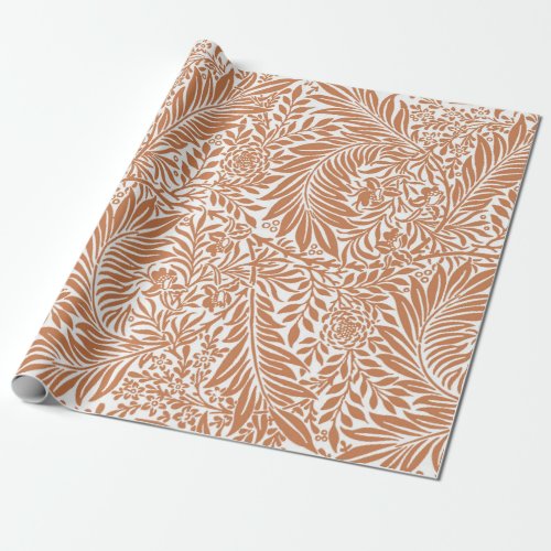 Vintage Floral William Morris Willow Bough Rust Wrapping Paper
