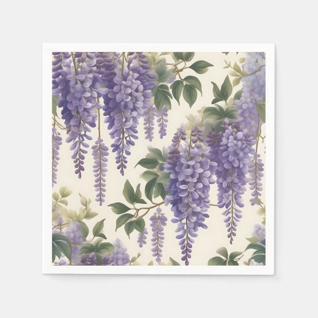 Vintage Floral Wisteria Napkins (Front)