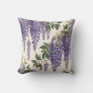 Vintage Floral Wisteria Throw Pillow