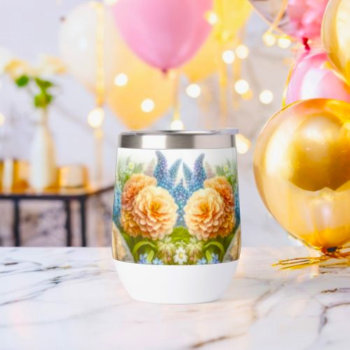 Vintage Floral With Bunny Rabbit  Thermal Wine Tumbler by Susang6 at Zazzle