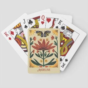 Vintage Floral with Decorative Name Poker Cards