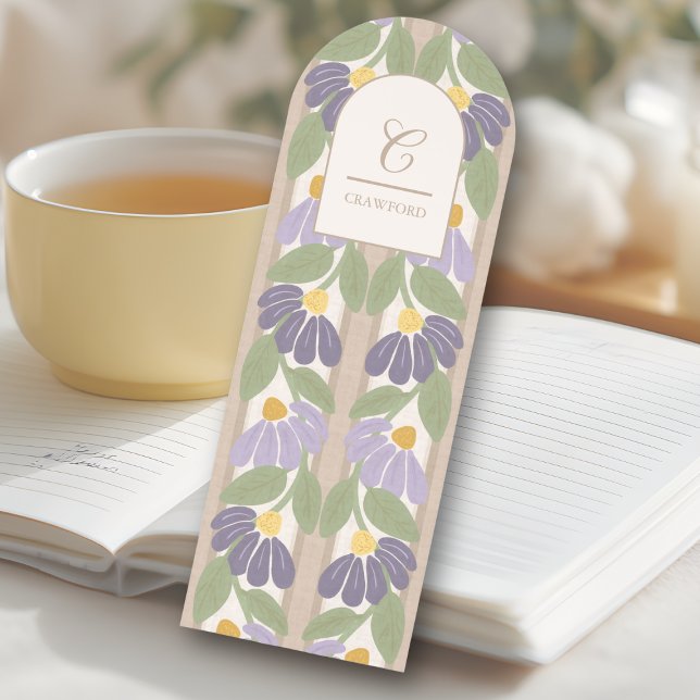 Vintage Floral with Monogram Bookmark (Floral Bookmark – Personalized Botanical Gift with Monogram)