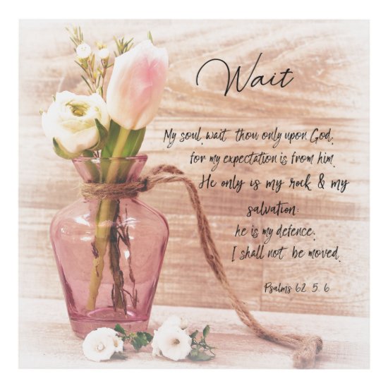 Vintage Floral with Wait Psalms Bible Verse Panel Wall Art