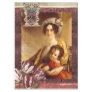 Vintage Floral Woman Burgundy William Morris Art   Tissue Paper