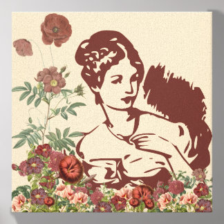 Vintage Floral Woman Canvas Photo Tile