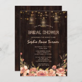 Vintage Floral Wood Old Lanterns Bridal Shower Invitation (Front/Back)