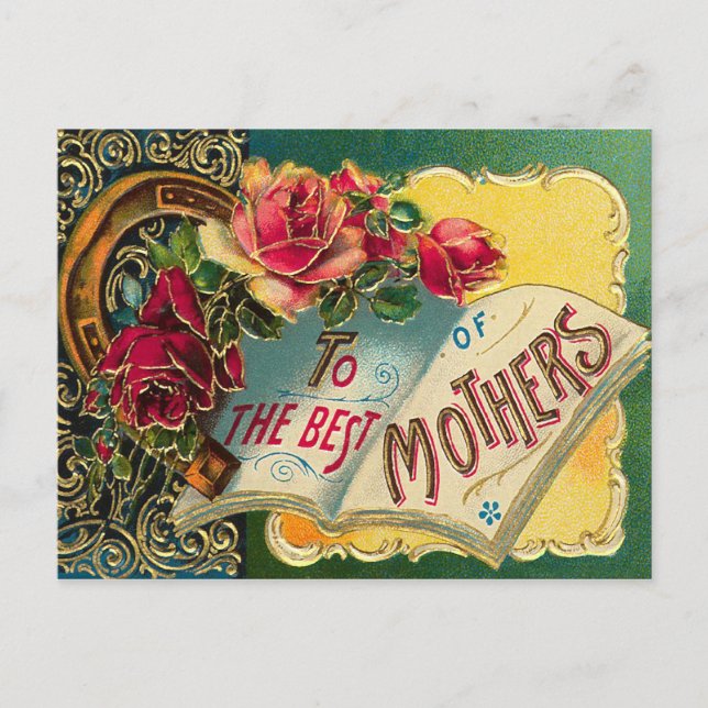 Vintage Floral World's Best Mom Postcard (Front)
