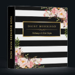 Vintage Floral Wrapping Black White Striped Design 3 Ring Binder<br><div class="desc">Vintage Floral Wrapping Black White Striped Design - Custom Binder. It's perfect for all professions and occasions. 
(1) For further customization,  please click the "customize further" link and use our design tool to modify this template. 
(2) If you need help or matching items,  please contact me.</div>