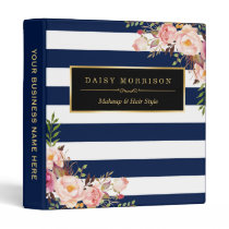 Vintage Floral Wrapping Gold Navy White Striped 3 Ring Binder Vintage Floral Wrapping Gold Navy White Striped 3 Ring Binder