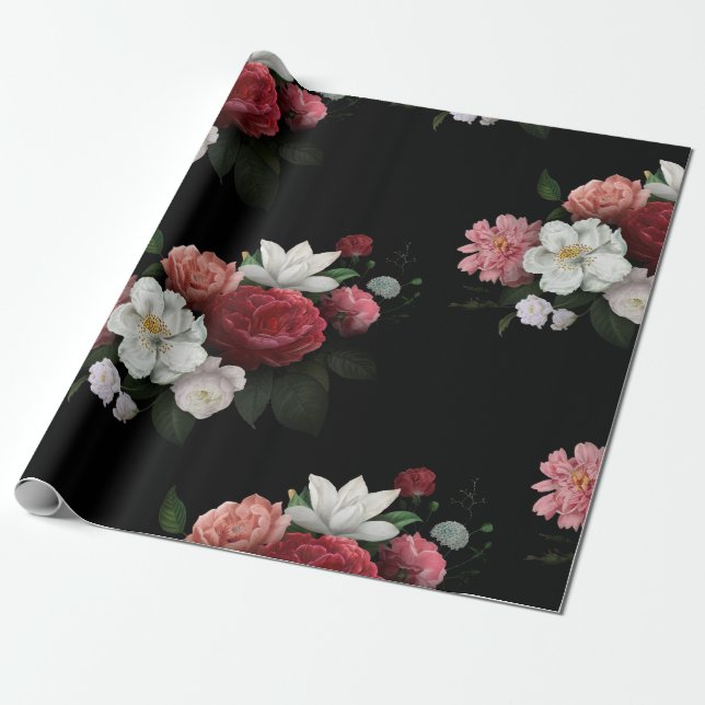 Vintage floral wrapping paper (Unrolled)