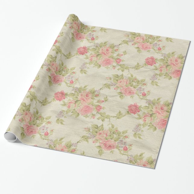 Vintage Floral Wrapping Paper (Unrolled)
