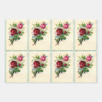 Vintage Floral Wrapping Paper Sheets by WingSong at Zazzle