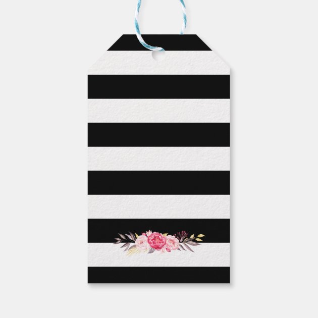 Vintage Floral Wrapping Stripes Wedding Thank You Gift Tags