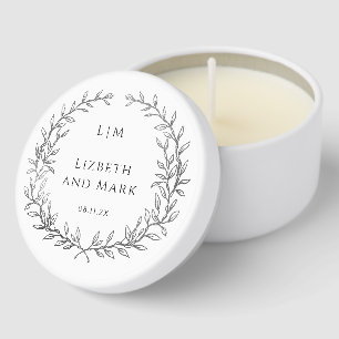 Vintage Floral Wreath Monogram Couple Wedding Mini Candle Favors