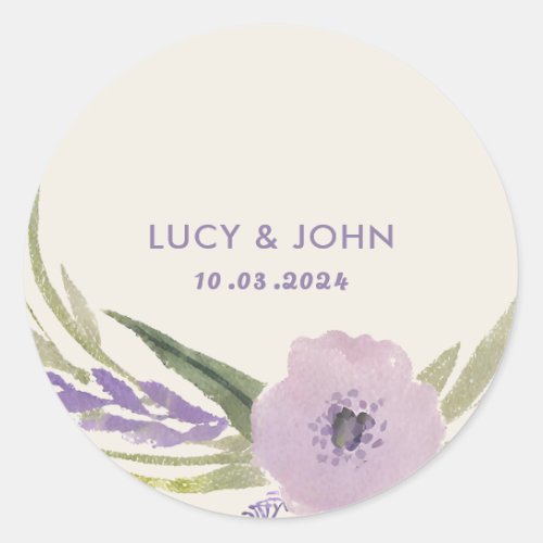 Vintage Floral Wreath Wedding Favor Tags Lavender