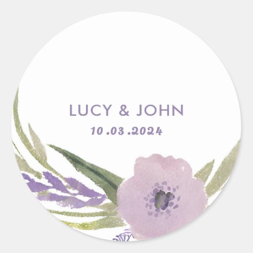 Vintage Floral Wreath Wedding Favor Tags Lavender