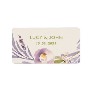 Vintage Floral Wreath Wedding Lavender Lilac Label