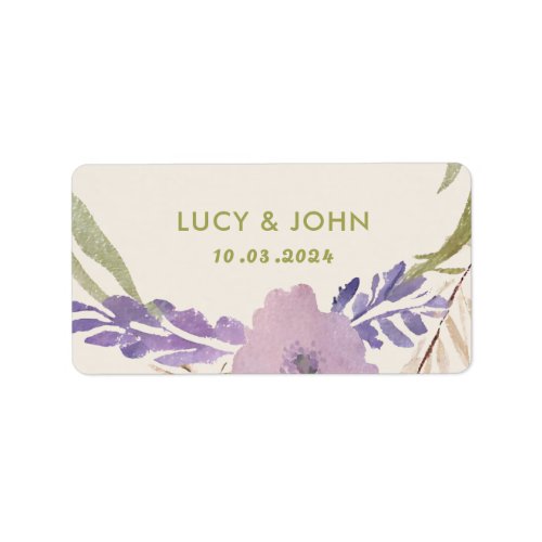 Vintage Floral Wreath Wedding Lavender Lilac Label