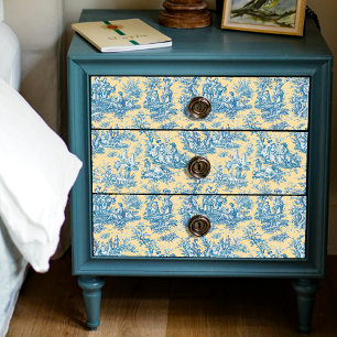 Vintage floral yellow teal toile de jouy tissue paper