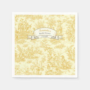Vintage floral yellow toile de jouy shower  napkins