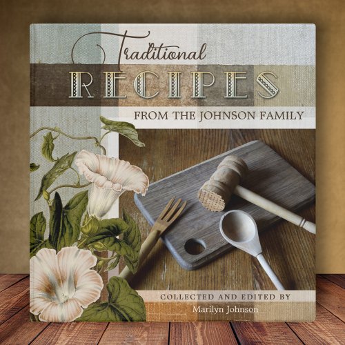 Vintage Floral Your Photo Family Recipe Binder