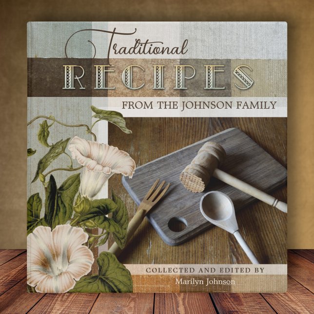 Vintage Floral Your Photo Family Recipe Binder (Creator Uploaded)