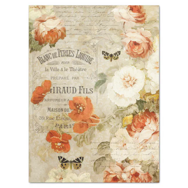 Vintage Florals and Ephemera Decoupage Tissue Paper | Zazzle
