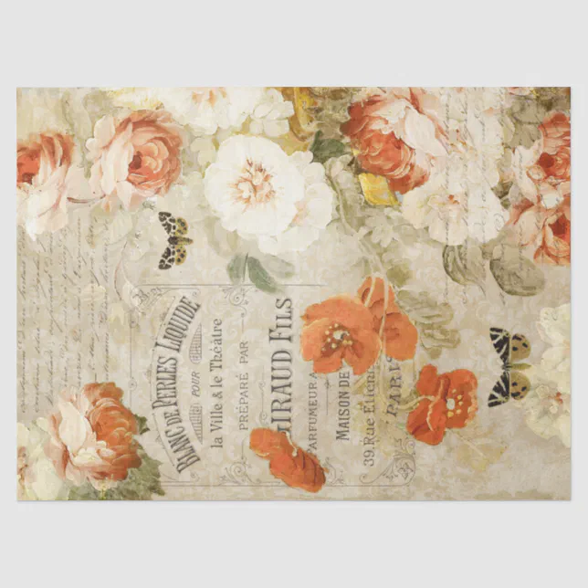 Vintage Florals and Ephemera Decoupage Tissue Paper | Zazzle
