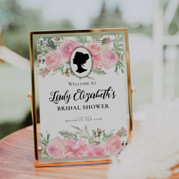 Vintage Florals Blush Pink Welcome Bridal Shower Poster by pangga_designs at Zazzle