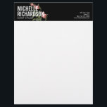 Vintage Florals Bold Text on Black Letterhead<br><div class="desc">Coordinates with the Vintage Florals Bold Text on Black Business Card Template by 1201AM. A bold styling of your name or business name is layered with a vintage-style illustration of a rose vine on this personalized letterhead. An eye-catching and stylish effect for a beautiful impression. © 1201AM CREATIVE</div>