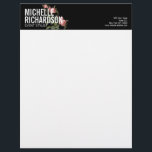 Vintage Florals Bold Text on Black Letterhead<br><div class="desc">Coordinates with the Vintage Florals Bold Text on Black Business Card Template by 1201AM. A bold styling of your name or business name is layered with a vintage-style illustration of a rose vine on this personalized letterhead. An eye-catching and stylish effect for a beautiful impression. © 1201AM CREATIVE</div>