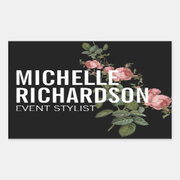 Vintage Florals Bold Text on Black Sticker