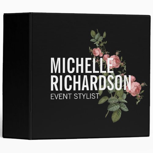 Vintage Florals Bold Text on Personalized Binder