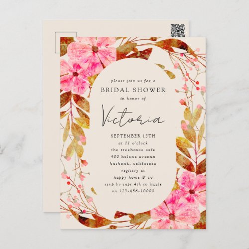 Vintage Florals Bridal Shower Invitation Postcard