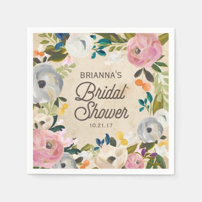 Vintage Florals | Bridal Shower Napkins (Front)