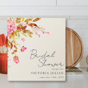 Vintage Florals Bridal Shower Recipe 3 Ring Binder