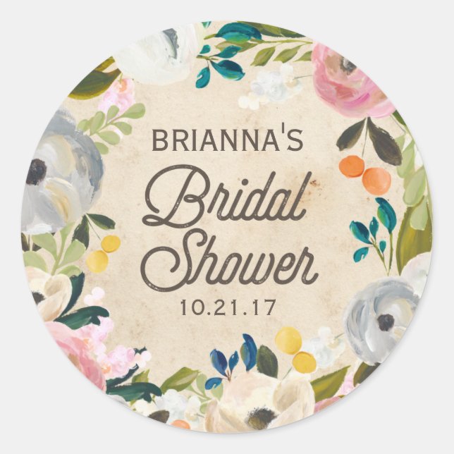 Vintage Florals | Bridal Shower Sticker (Front)