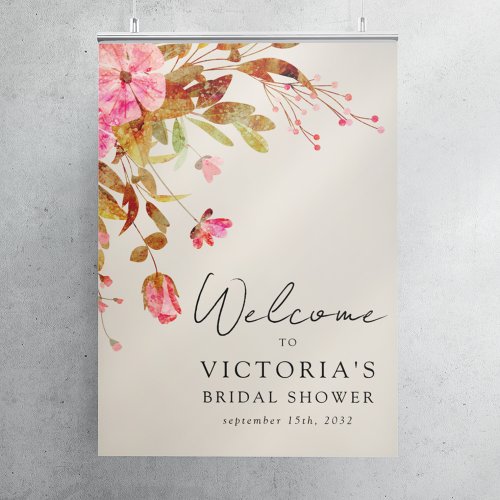 Vintage Florals Bridal Shower Welcome Sign