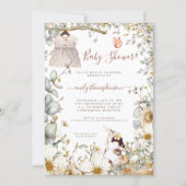 Vintage Florals Bunny Dress Girl Baby Shower Invitation (Front)