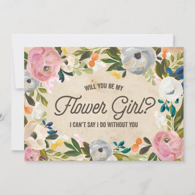 Vintage Florals | Flower Girl Invitation (Front)