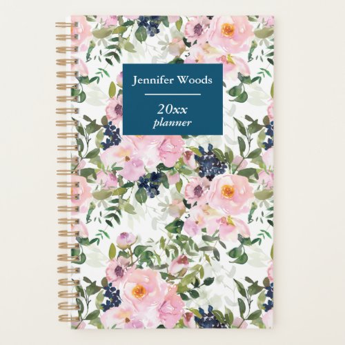 Vintage Florals in Blush and Navy Personalized Planner