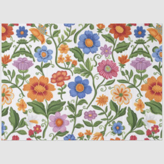 Vintage Florals Knitting Botanical Pattern Pastel  Tissue Paper