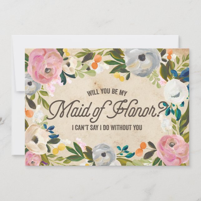 Vintage Florals | Maid of Honor Invitation (Front)