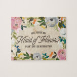 Vintage Florals | Maid of Honor Puzzle<br><div class="desc">Asking your bridal party to be part of your special day can be just as exciting as your engagement. Pop the question to your best friends with this Vintage Florals Puzzle that says "Will you be my Maid of Honor? I can't say I do without you.</div>