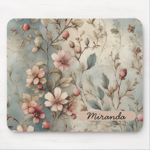 Vintage Florals Mouse Pad Customizable