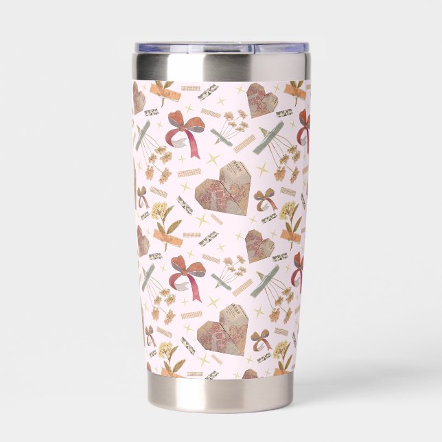 Vintage Florals & Paper Hearts Tumbler (Front)